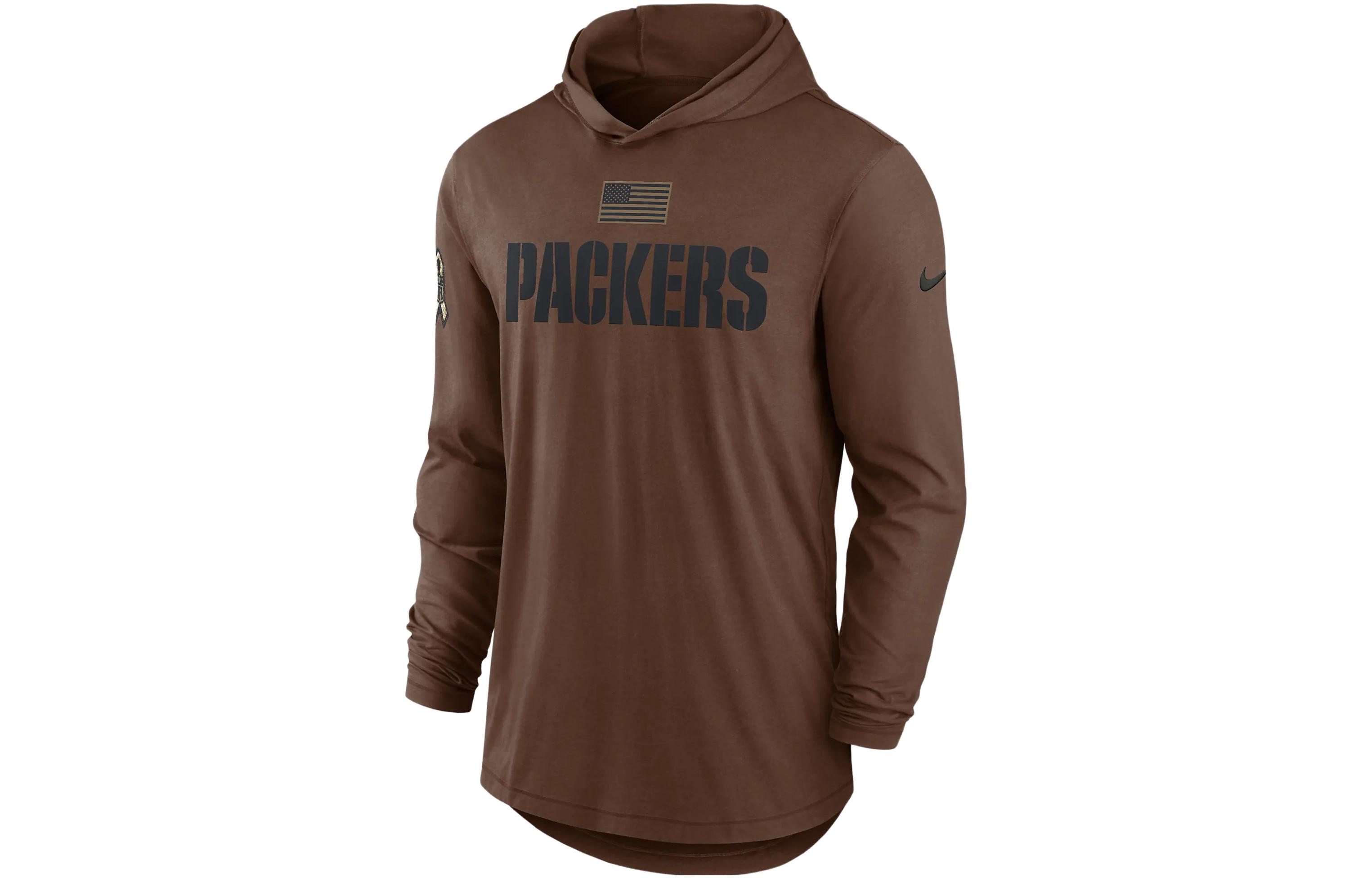Nike Dri-FIT NFL Letter Print Long-Sleeve Hoodie Brown Sweatshirt 010J01CBA2C-U8F