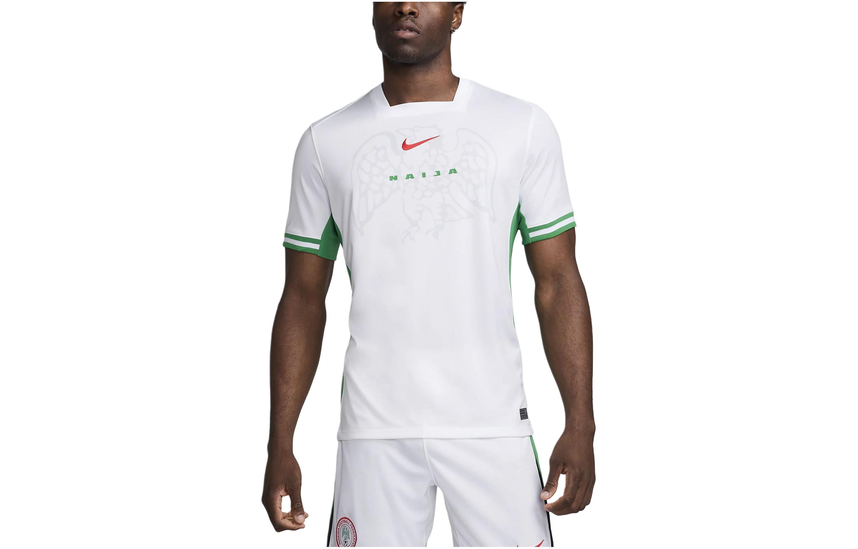 Nike Dri-Fit Nigeria Graphic Print Soccer T-Shirt White Short Sleeve FQ8837-100