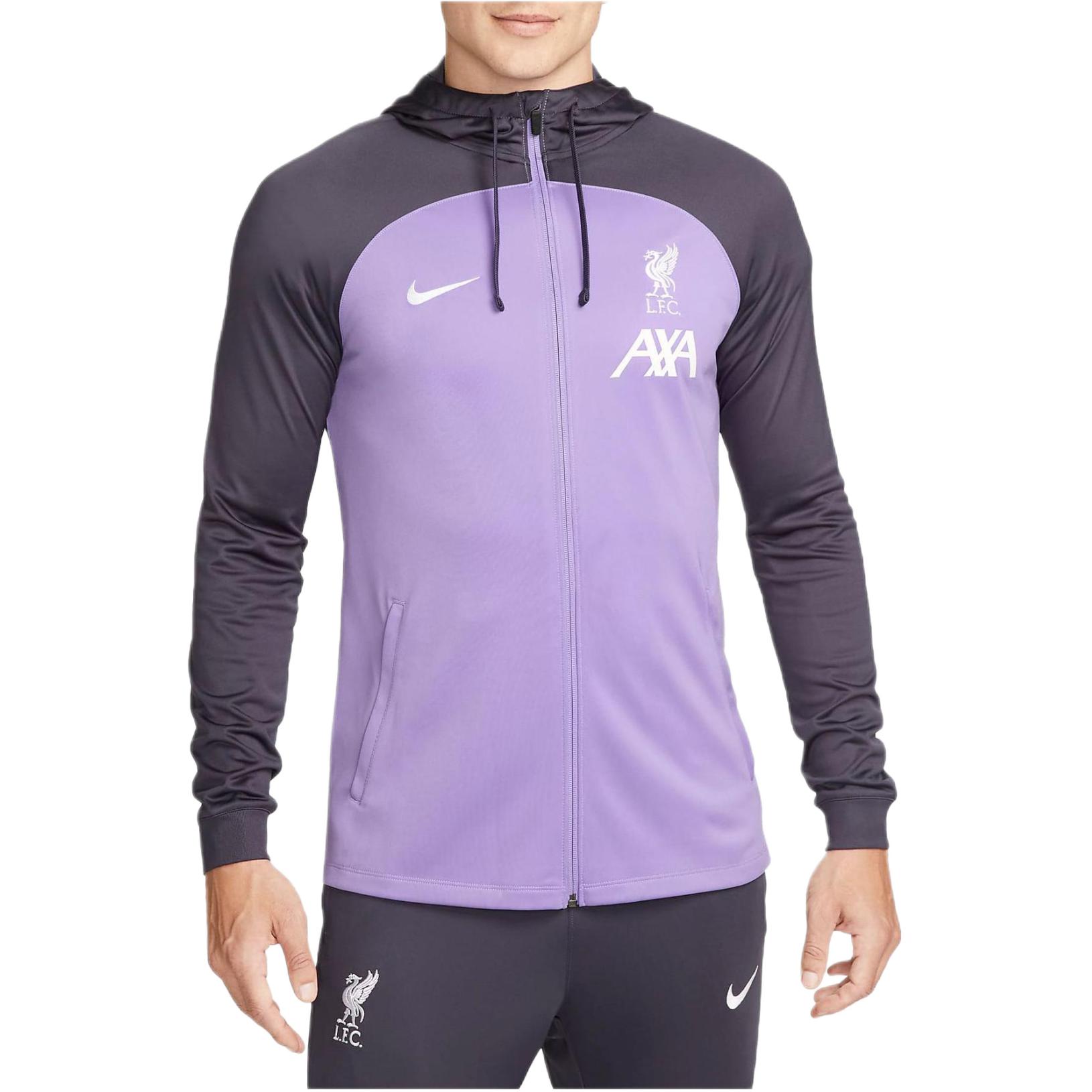 Nike Dri-Fit Purple Hooded Football Tracksuit Jacket Long Sleeve FN7320-568