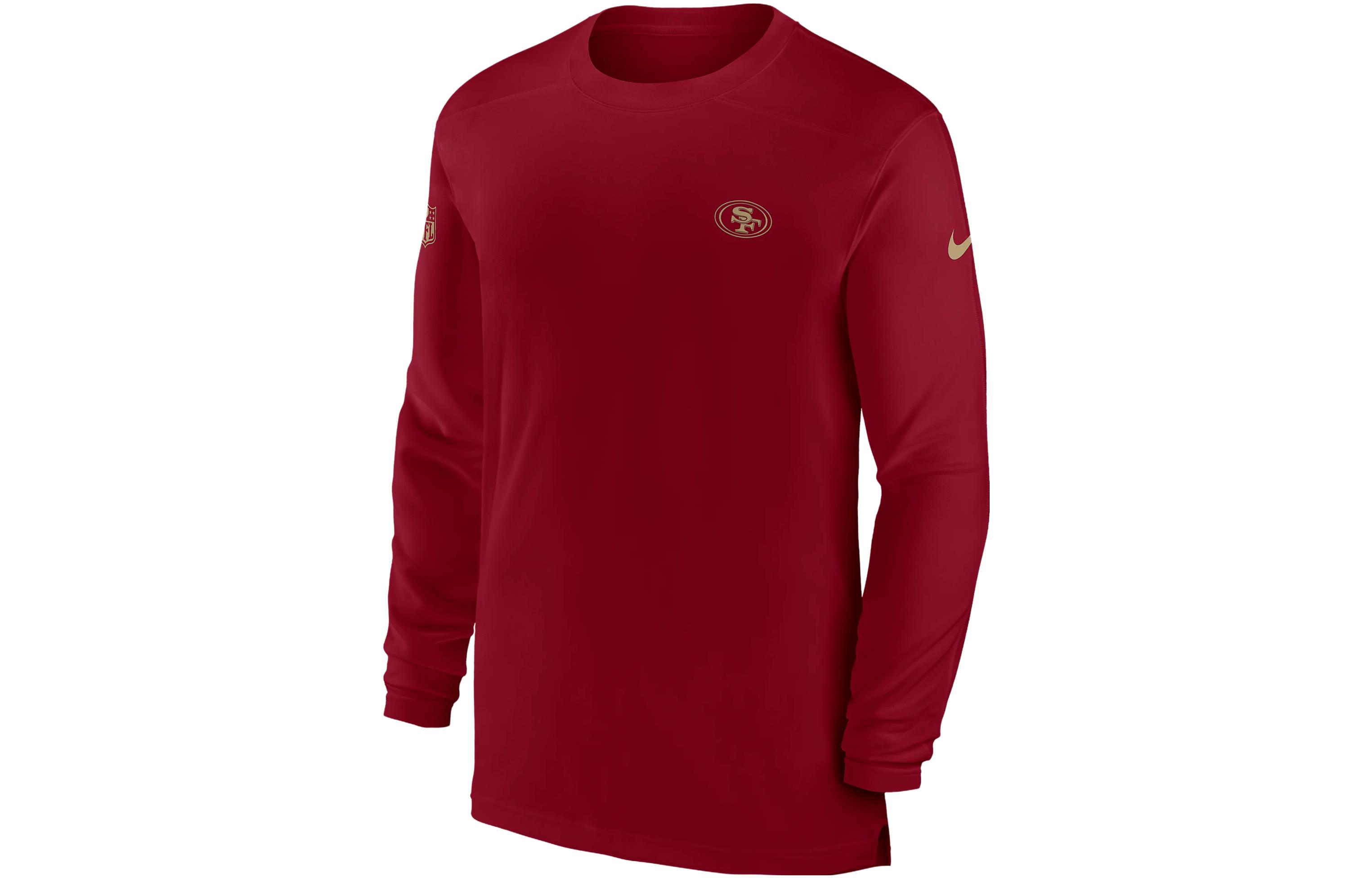 Nike Dri-FIT Sideline Coach NFL 49ers Logo Crewneck Sweatshirt Red 00M26DL73-0BK