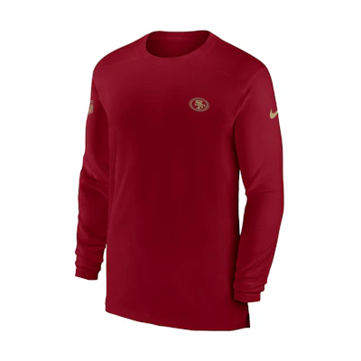 Nike Dri-FIT Sideline Coach NFL 49ers Logo Crewneck Sweatshirt Red 00M26DL73-0BK