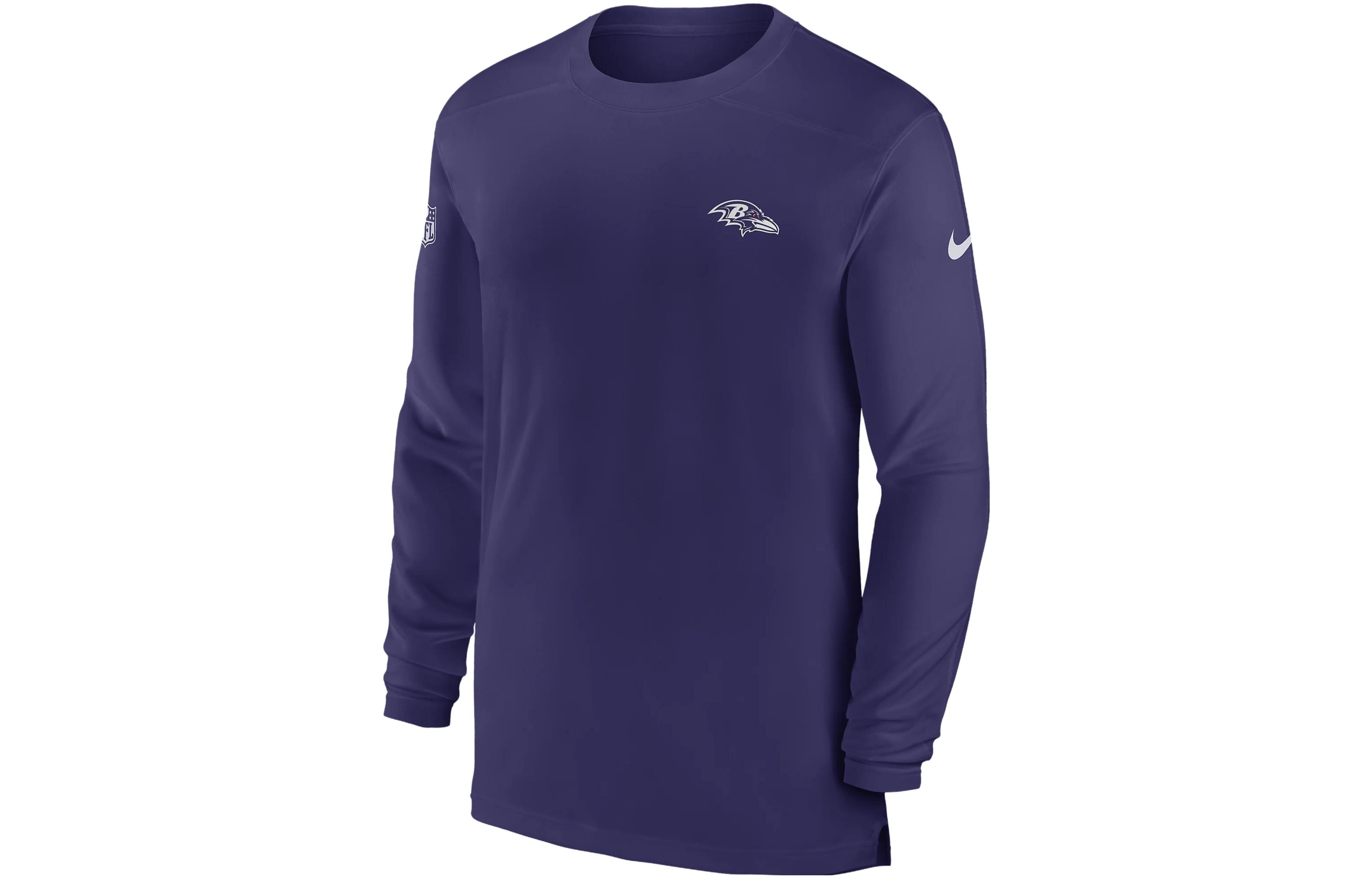 Nike Dri-Fit Sideline Coach NFL Baltimore Ravens Purple Crewneck Sweatshirt 00M252M8G-0BK