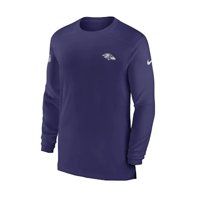 Nike Dri-Fit Sideline Coach NFL Baltimore Ravens Purple Crewneck Sweatshirt 00M252M8G-0BK