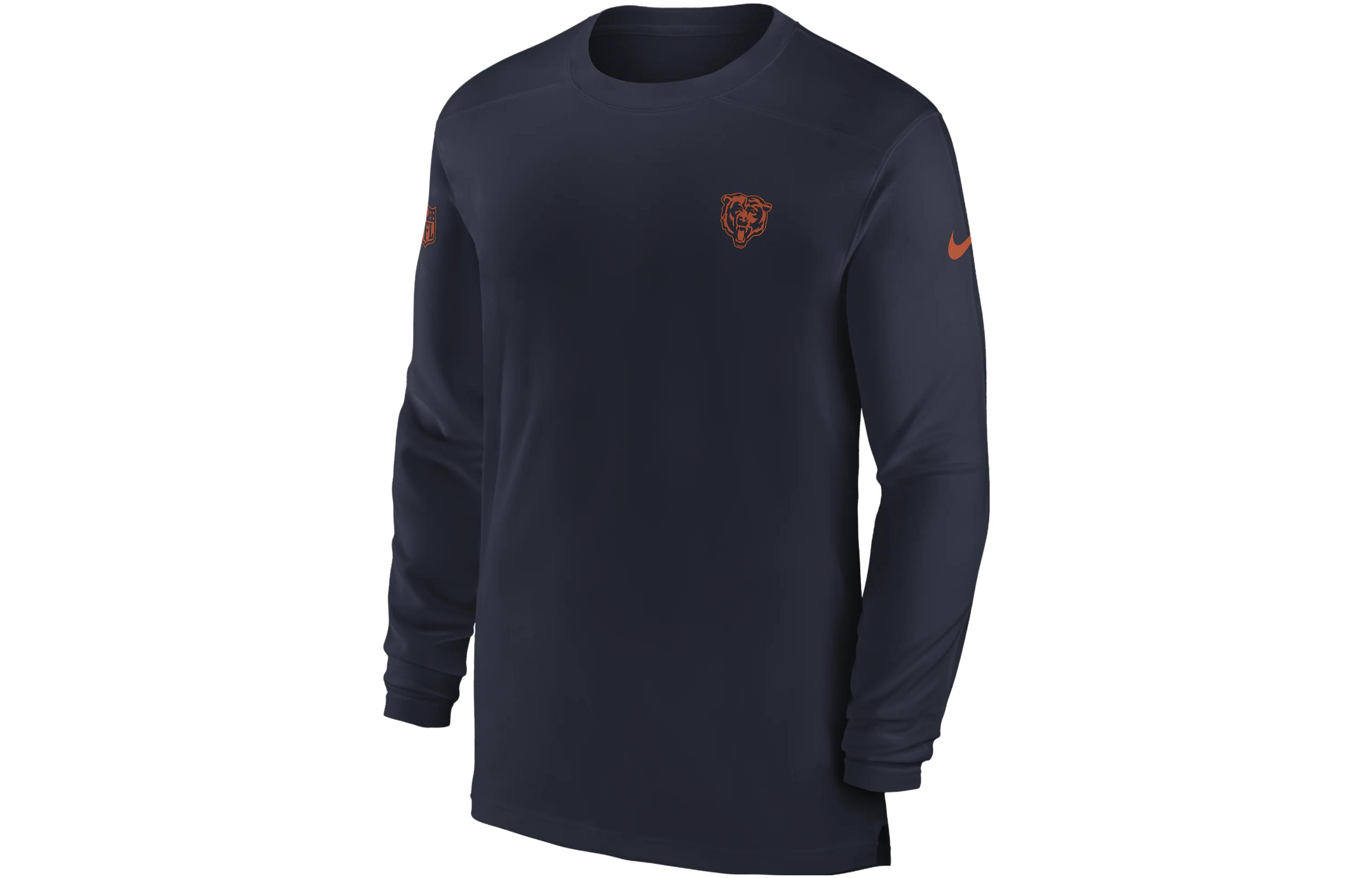 Nike Dri-FIT Sideline Coach NFL Chicago Bears Logo Crew Sweatshirt Navy 00M241L7Q-0BK