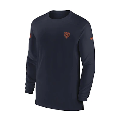Nike Dri-FIT Sideline Coach NFL Chicago Bears Logo Crew Sweatshirt Navy 00M241L7Q-0BK