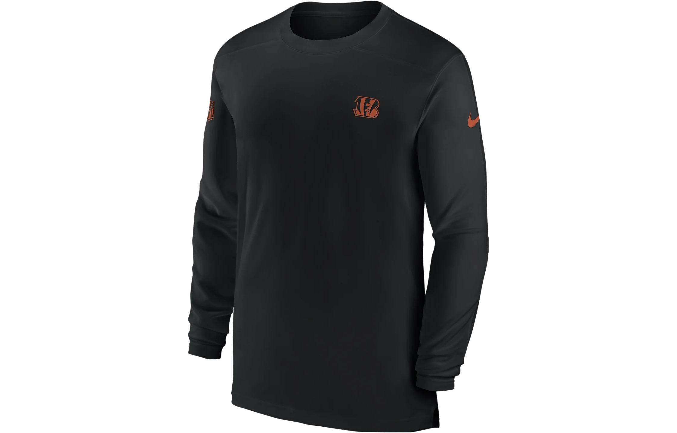 Nike Dri-Fit Sideline Coach NFL Cincinnati Bengals Logo Crew Sweatshirt Black 00M200A9A-0BK