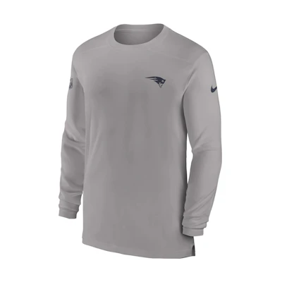 Nike Dri-FIT Sideline Coach NFL Patriots Logo Crewneck Sweatshirt Grey Men 00M209T8K-0BK