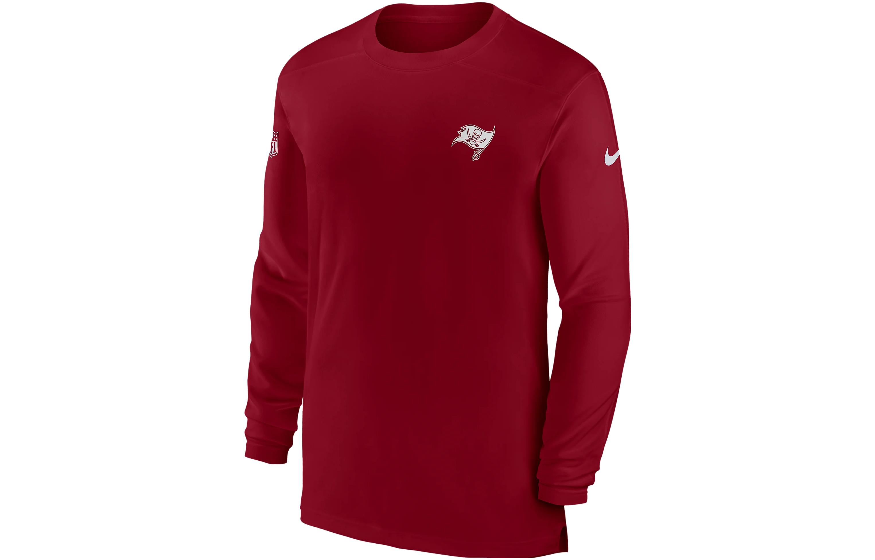Nike Dri-FIT Sideline Coach NFL Tampa Bay Buccaneers Skull Logo Crewneck Red 00M26DL8B-0BK