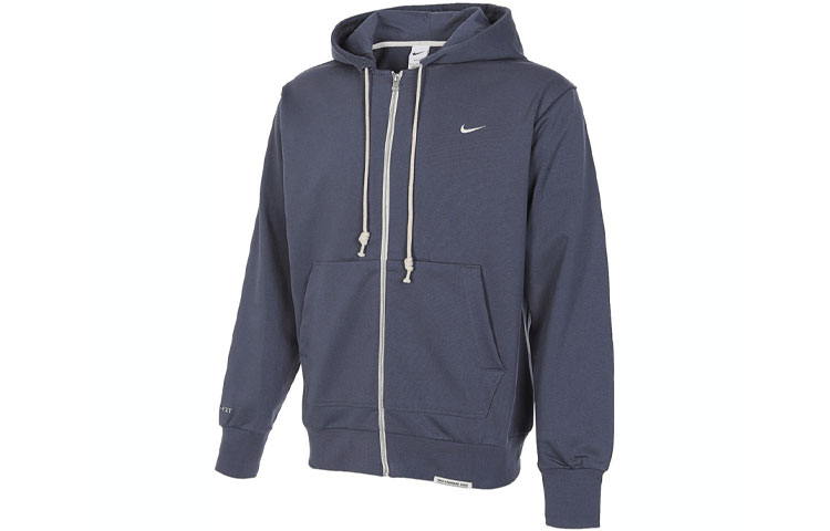 Nike Dri-FIT Standard Issue Hoodie Blue - Logo Drawstring Knit Jacket DQ5817-437