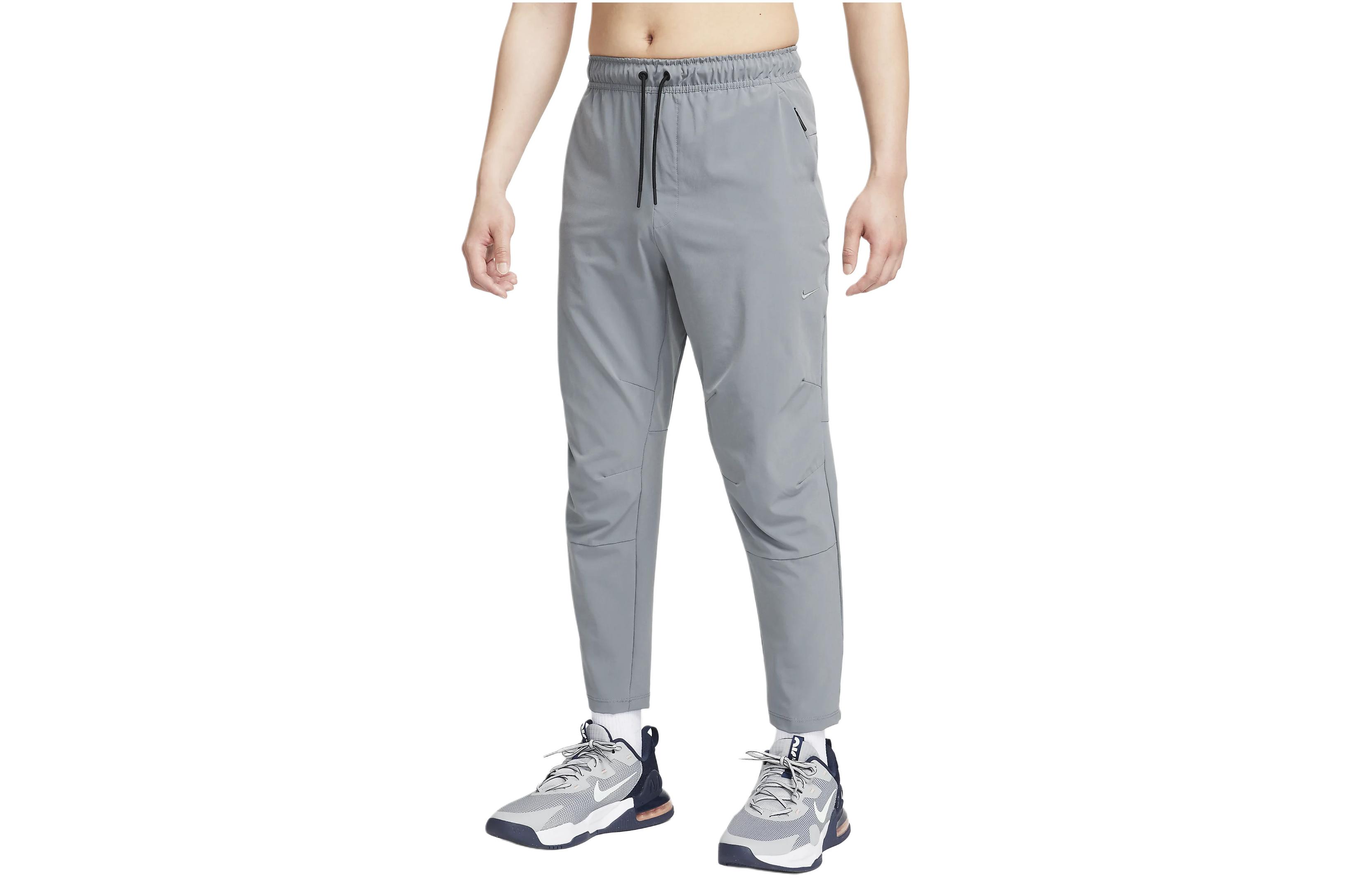 Nike Dri-Fit Unlimited Straight-Leg Pants Smoke Grey Logo Casual. FB7547-084