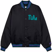 Nike Dugout Loose Fit Baseball Jacket with Embroidered Lettering FQ7970-010 Nike Dugout Loose Fit Baseball Jacket with Embroidered Lettering FQ7970-010