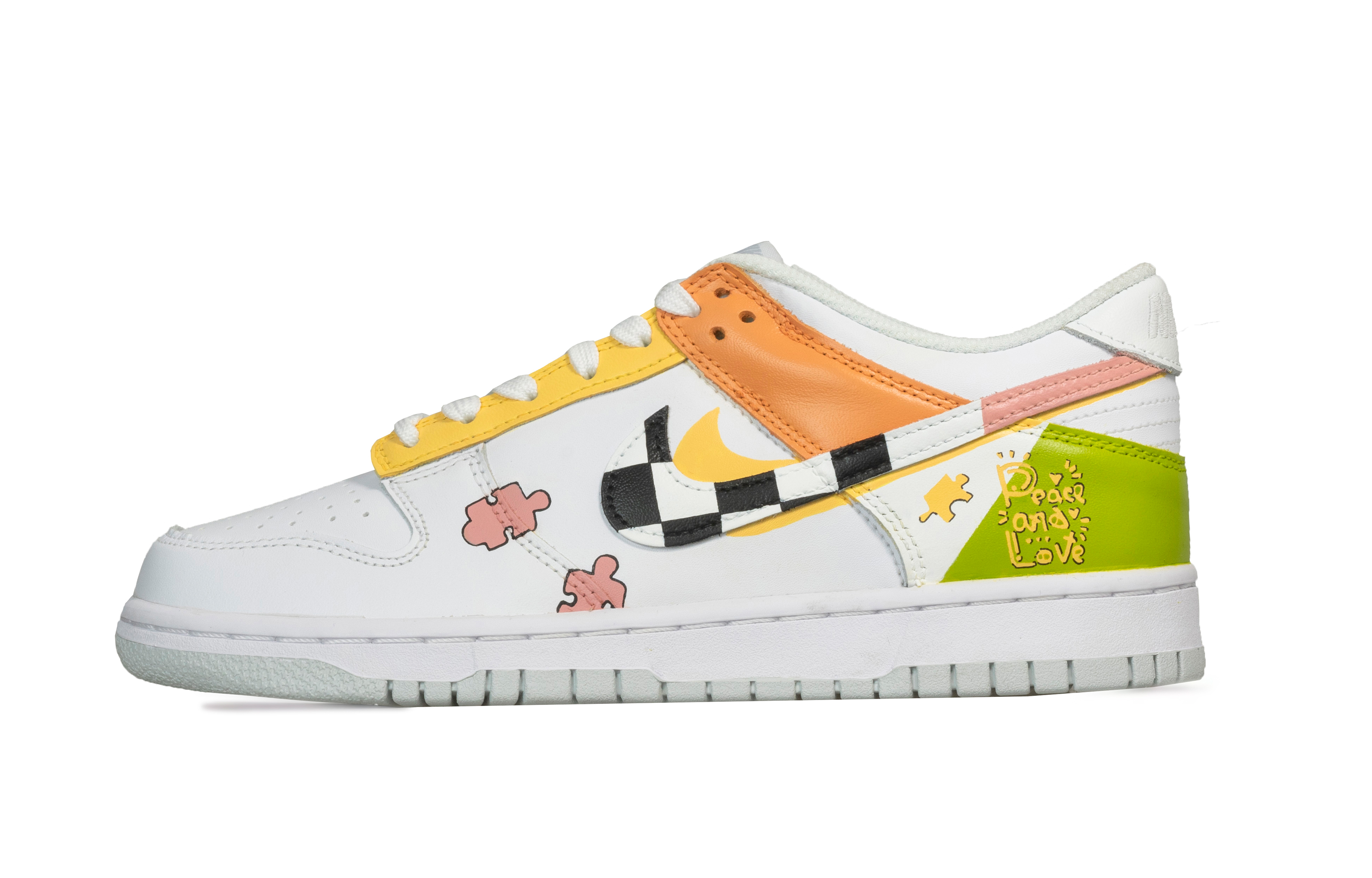 Buy 【定制球鞋】 Nike Dunk Low 童年拼圖 學院風 可愛童趣 個性時尚 小眾潮流 防滑耐磨 低幫 板鞋 GS 白綠黃