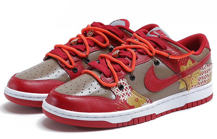 Shop 【客製化球鞋】Nike Dunk Low 虎年 招財進寶 金運 中華風 雲紋 獨特鞋盒 低筒 板鞋 GS 紅金棕