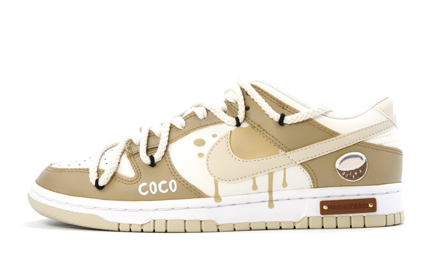 Buy 【定制球鞋】Nike Dunk Low 椰椰奶茶 雙鞋帶解構 復古簡約 清新 校園 活力 防滑 低幫 板鞋 男款 淺卡其色