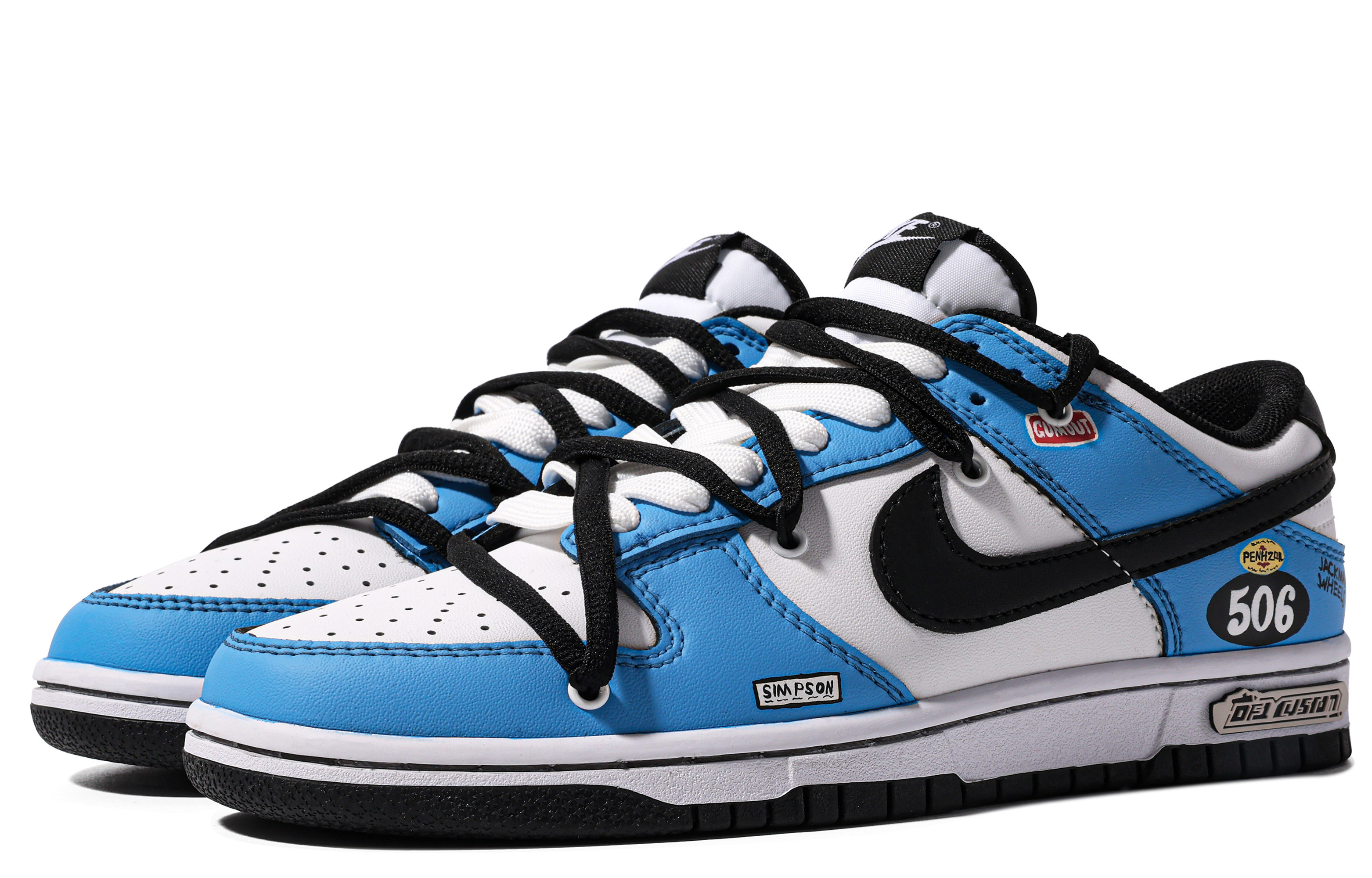 Shop 【客製化球鞋】 Nike Dunk Low 達文西定製 GUMOUT 獨特鞋盒 賽車 原創 設計感 簡約 雙鞋帶 百搭 通勤 舒適 低筒 球鞋 男款 藍白灰