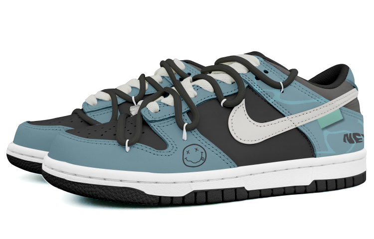 Lookbook 【定製球鞋】Nike Dunk Low 深海秘境 藍黑 復古 百搭 解構鞋帶 經典休閒 防滑耐磨 低幫 板鞋 GS