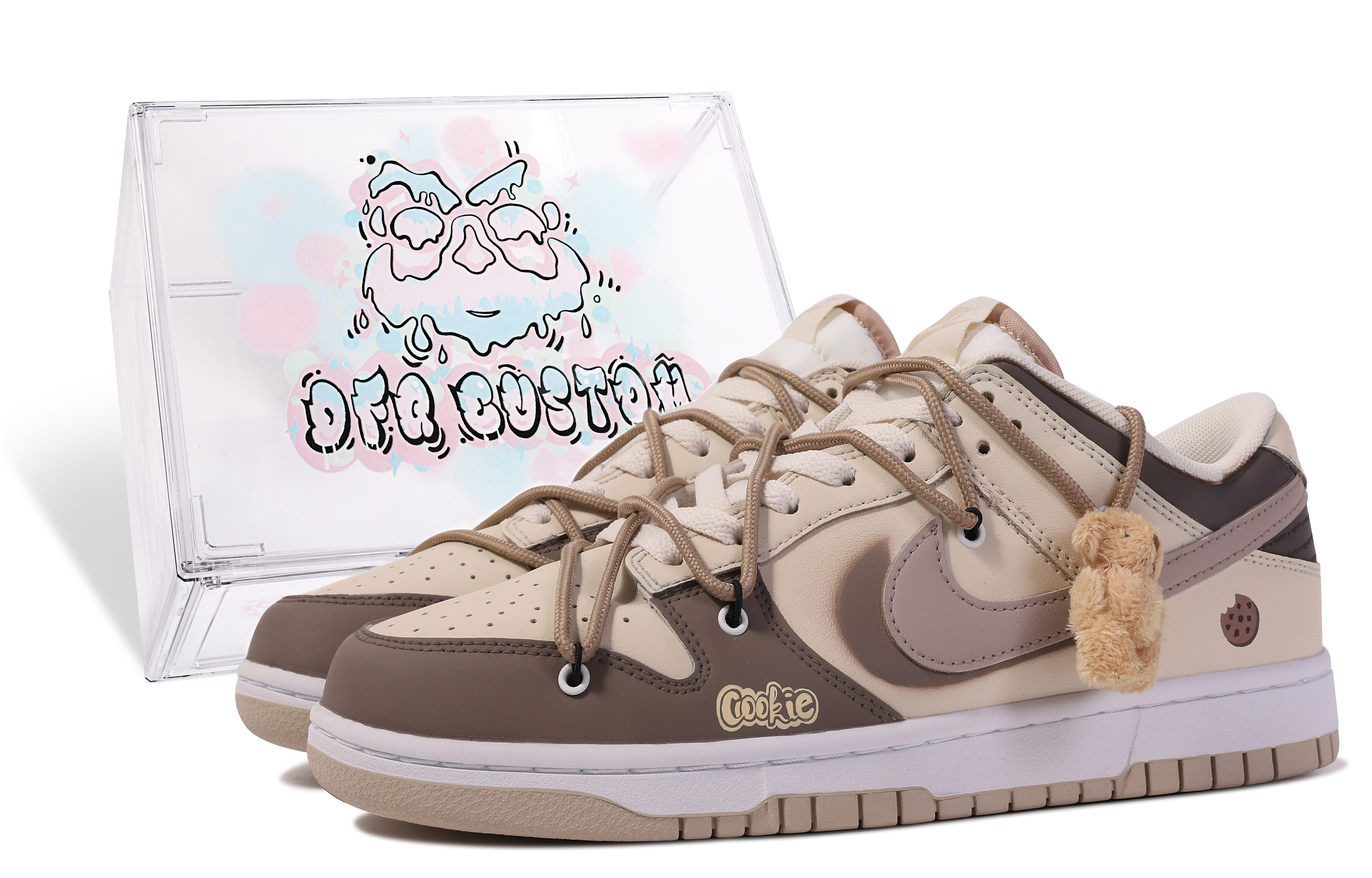 Buy 【客製化球鞋】Nike Dunk Low 索壹客製 禮盒 小熊餅乾 塗鴉 吊飾 簡約 百搭 防滑 低筒 板鞋 男款 米白棕