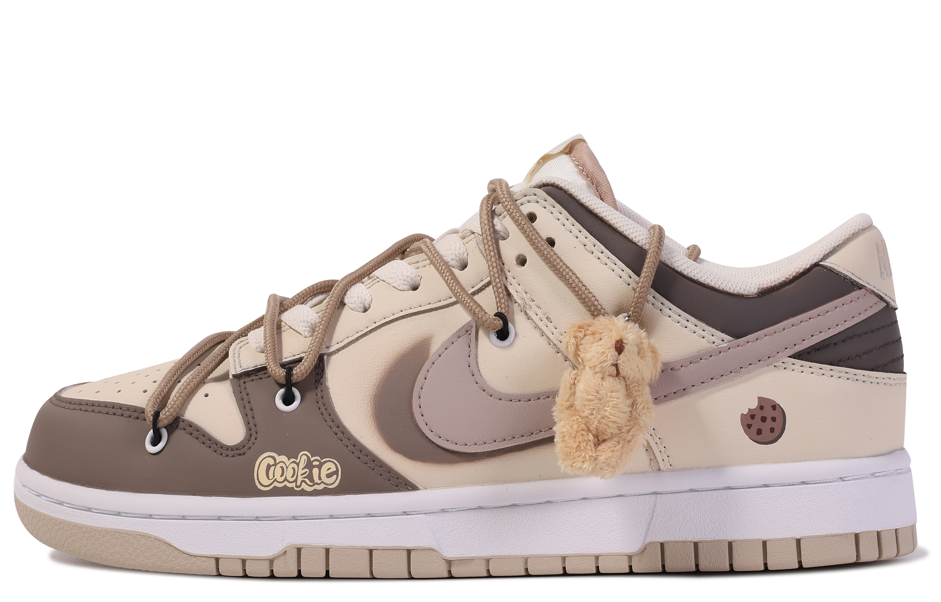 Order 【客製化球鞋】Nike Dunk Low 索壹客製 禮盒 小熊餅乾 塗鴉 吊飾 簡約 百搭 防滑 低筒 板鞋 男款 米白棕