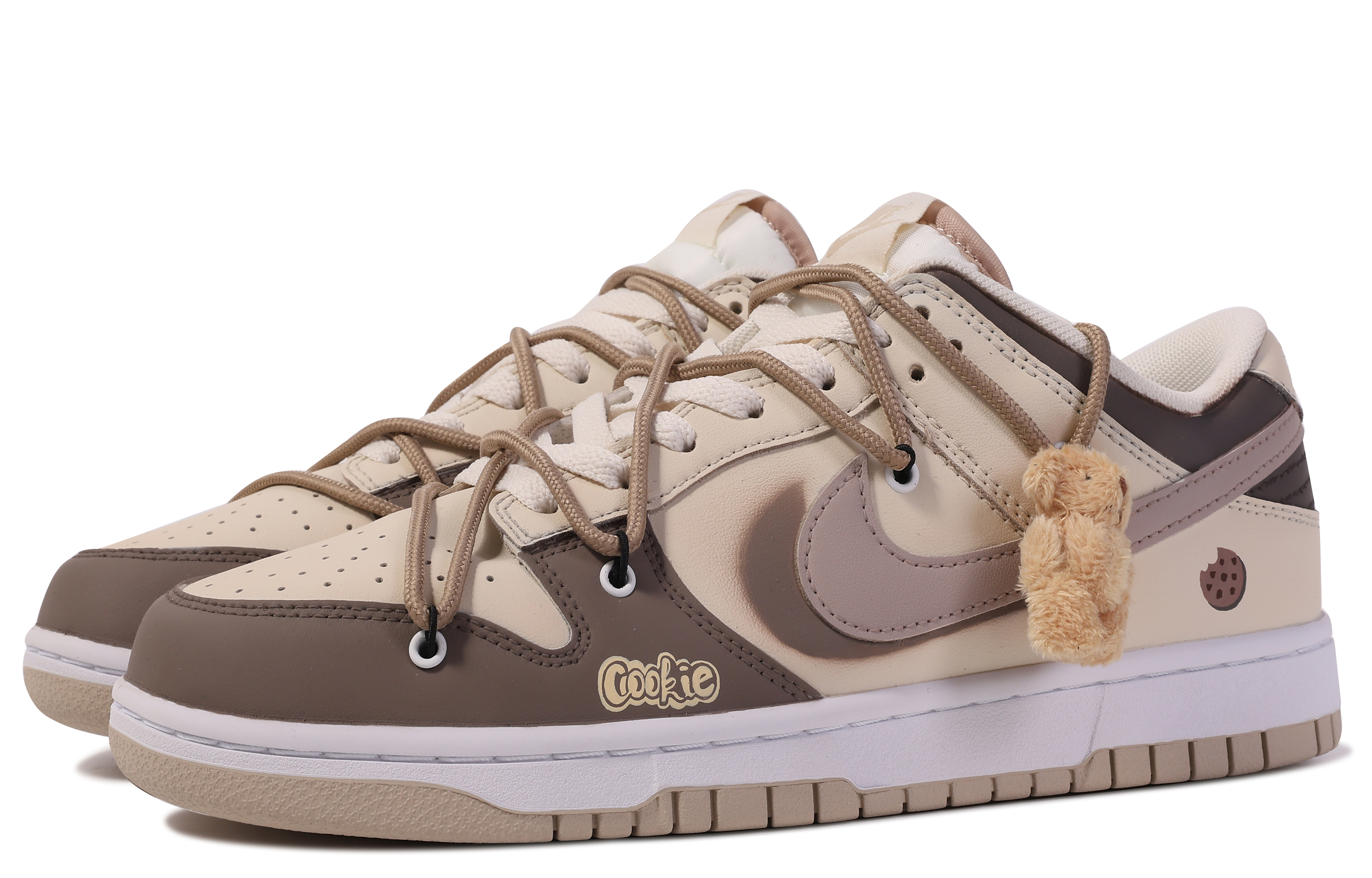 Purchase 【客製化球鞋】Nike Dunk Low 索壹客製 禮盒 小熊餅乾 塗鴉 吊飾 簡約 百搭 防滑 低筒 板鞋 男款 米白棕