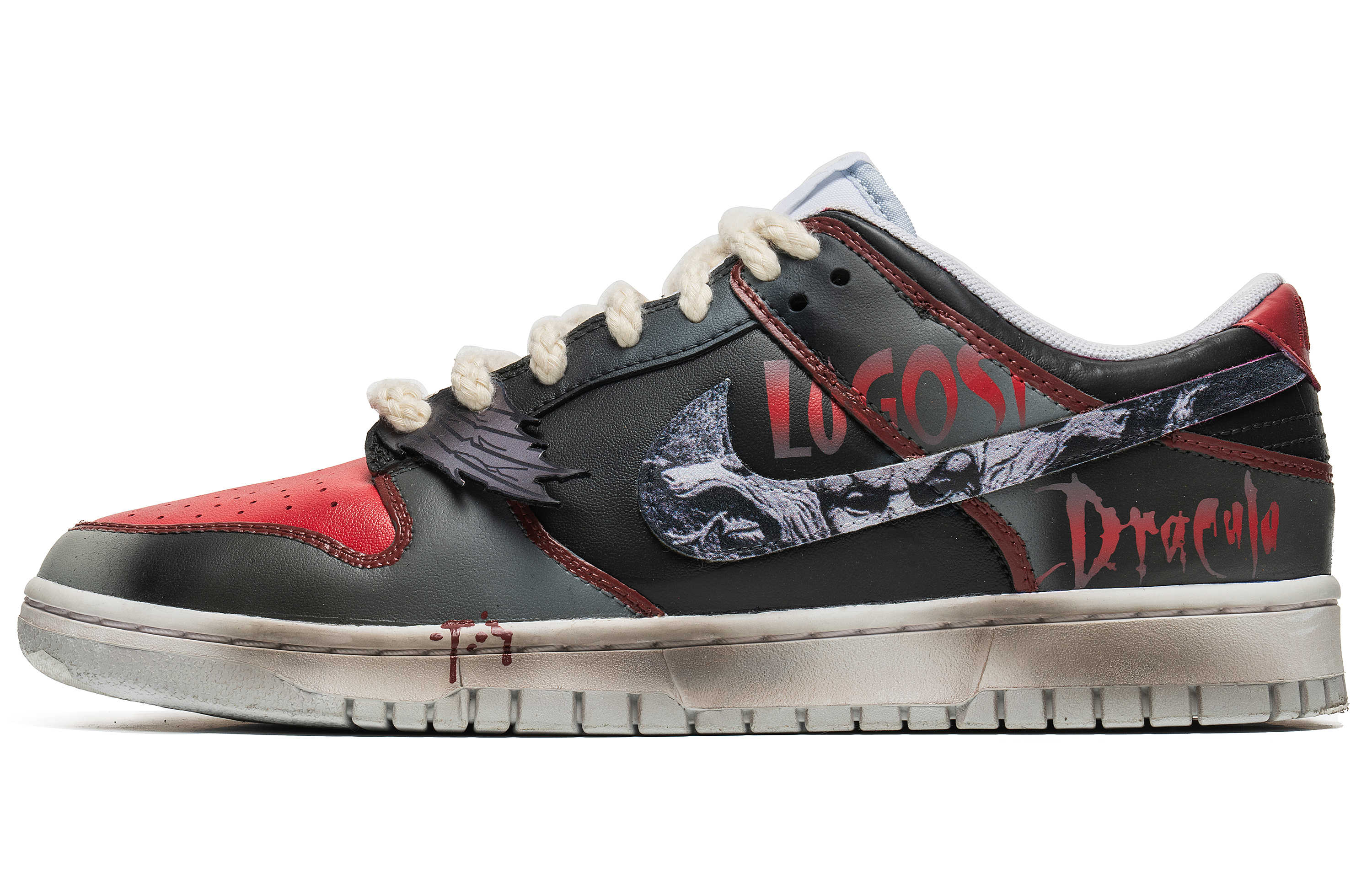 Buy 【定制球鞋】Nike Dunk Low 萬聖吸血鬼 做舊中底 特殊配件 解構雙鞋帶 防滑 低幫 板鞋 男款 黑紅