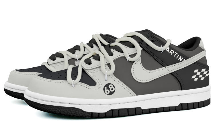 Lookbook 【客製球鞋】 Nike Dunk Low 夜行者 黑灰 潮流 百搭 解構鞋帶 經典休閒 防滑耐磨 低筒 板鞋 GS 深灰色