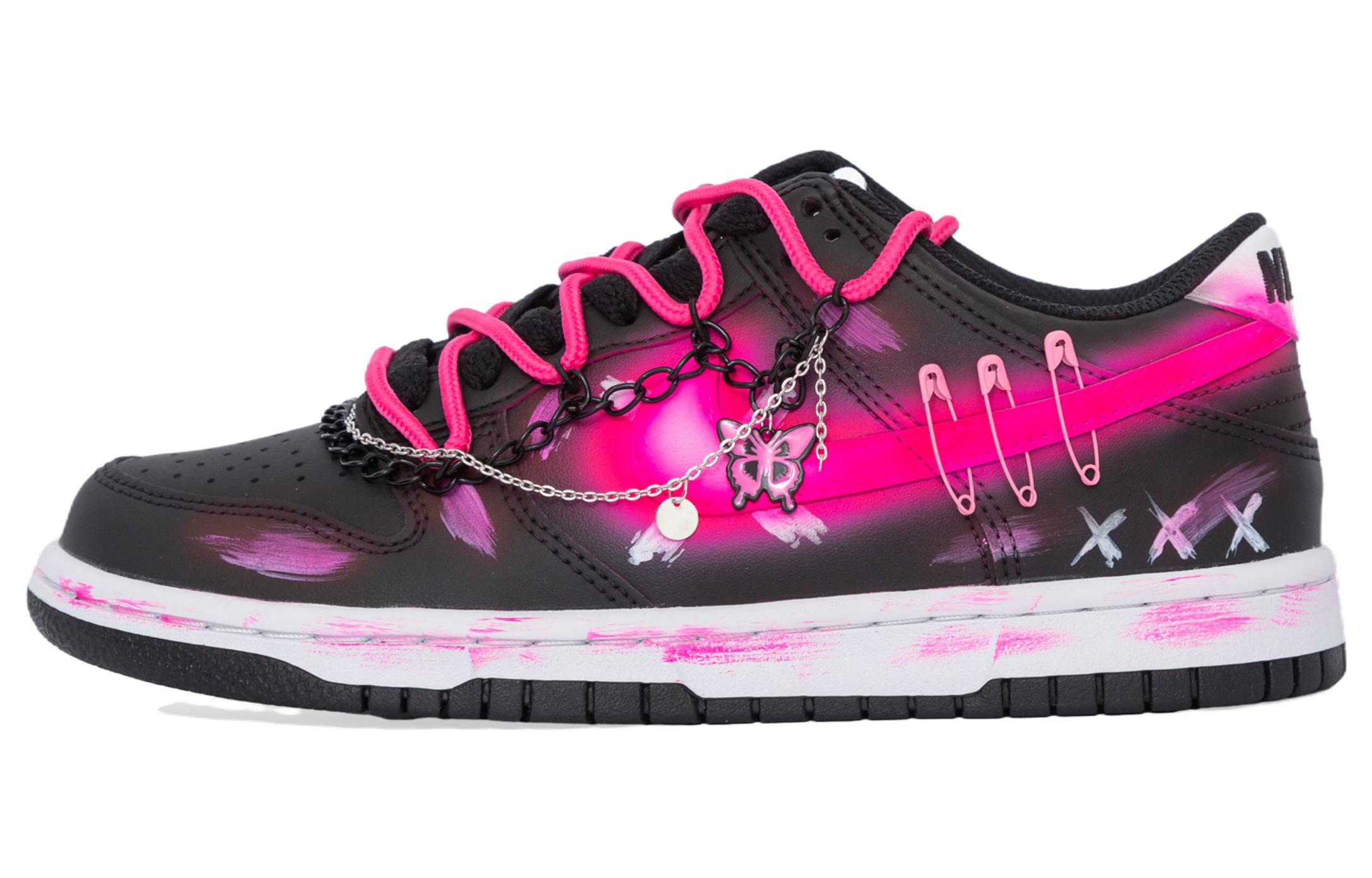 Order 【定製球鞋】Nike Dunk Low 迷幻蝴蝶 少女感 螢光 漸變 做舊 塗鴉 百搭 禮盒 低幫 板鞋 GS 黑粉