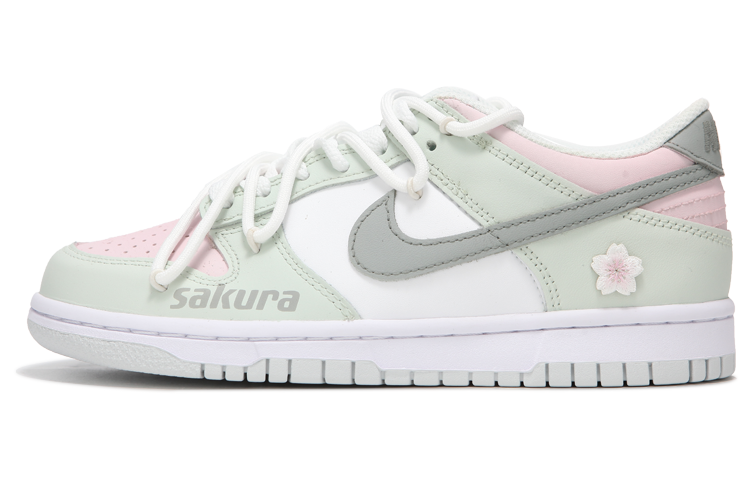Buy 【定製球鞋】 Nike Dunk Low 火心 櫻花薄荷糖 解構綁帶 復古 防滑 低幫 板鞋 男款 粉綠色