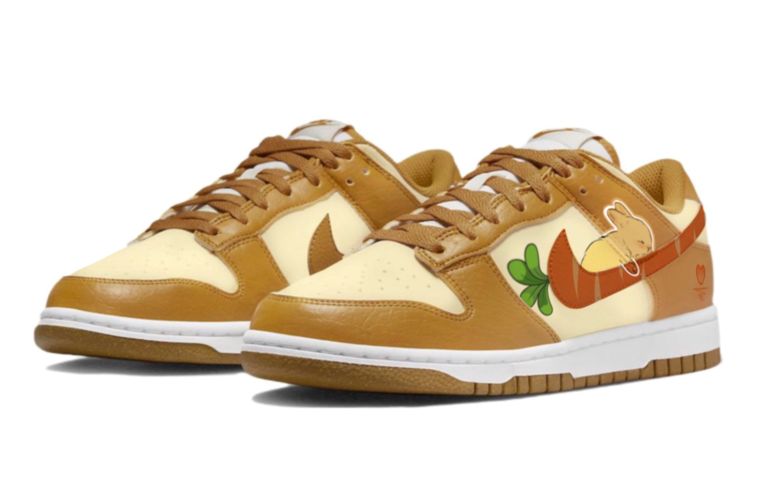 Nike Dunk Low Brown Yellow 'Greedy Rabbit Hand-Painted Graffiti' 圖 3