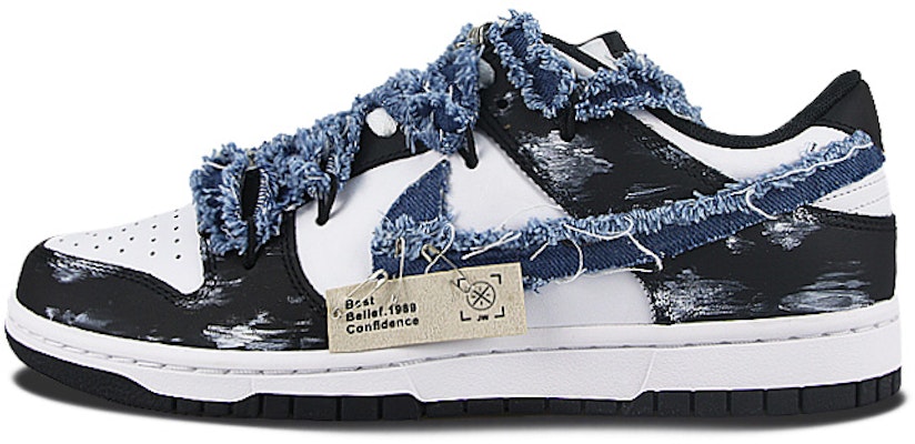 【定制球鞋】Nike Dunk Low Retro Black 染布牛仔 耐磨防滑 低幫 板鞋 男女同款 藍黑 Buy 【定制球鞋】Nike Dunk Low Retro Black 染布牛仔 耐磨防滑 低幫 板鞋 男女同款 藍黑