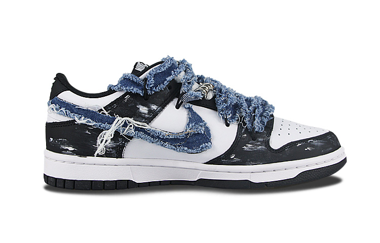 Order 【定制球鞋】Nike Dunk Low Retro Black 染布牛仔 耐磨防滑 低幫 板鞋 男女同款 藍黑