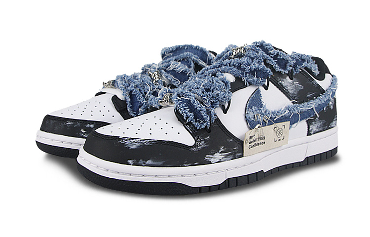 Lookbook 【定制球鞋】Nike Dunk Low Retro Black 染布牛仔 耐磨防滑 低幫 板鞋 男女同款 藍黑