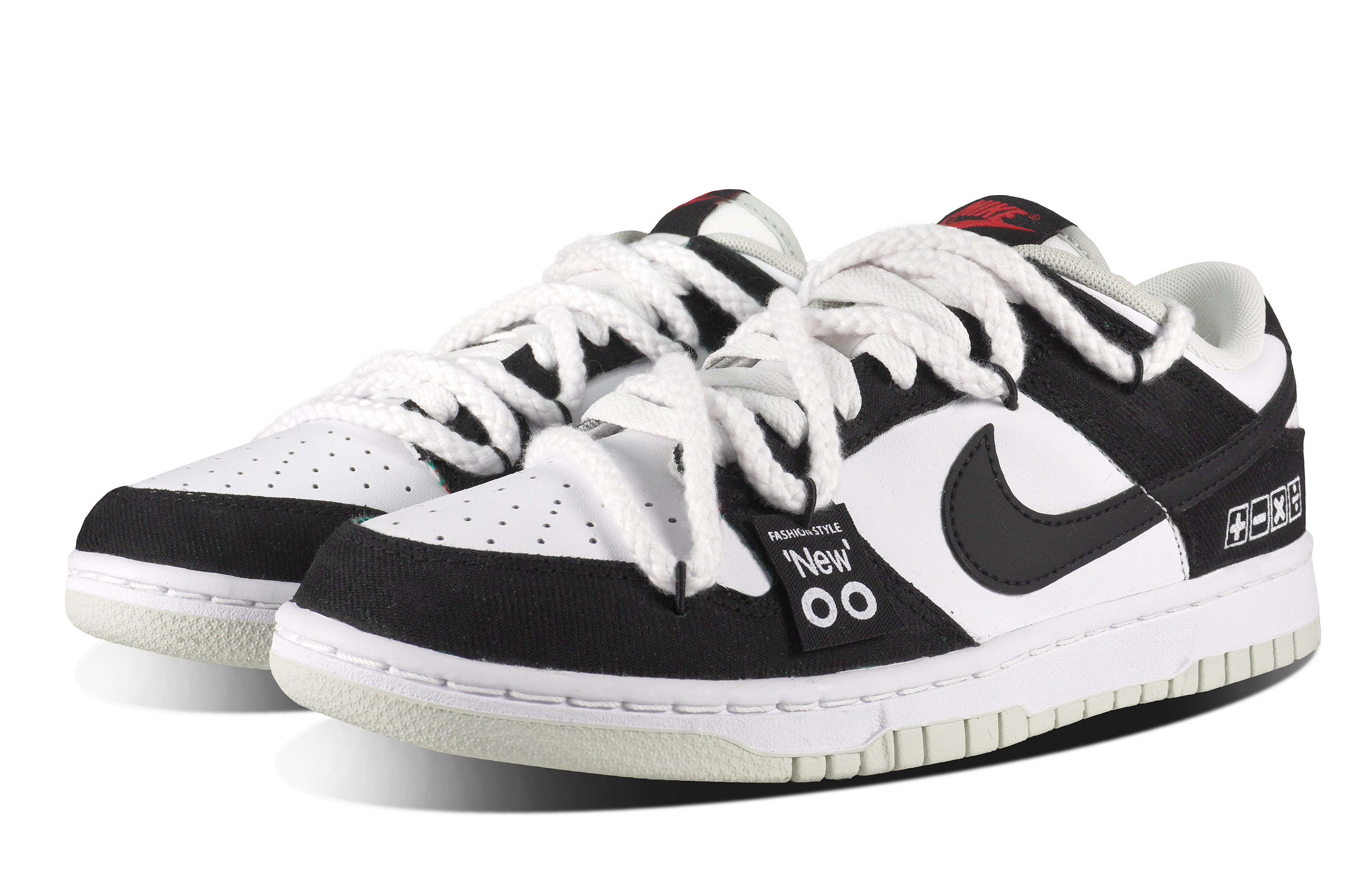 Lookbook 【定制球鞋】Nike Dunk Low Retro 格紋數學公式 小眾潮流風 復古 低筒 板鞋 男款 黑白