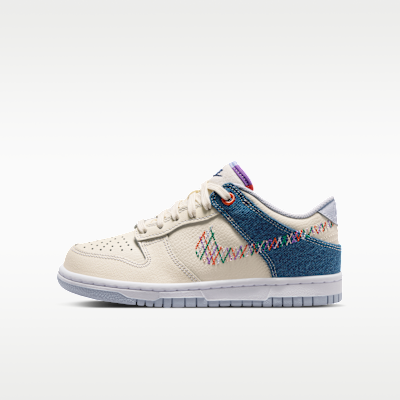 (Youth) Nike Dunk Low Soft Pearl/Blue Denim/Midnight Navy/Multicolor IR1825-022