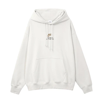 Nike Embroidered Logo Fleece Hoodie Light Bone Casual Warm Pullover FV4024-072