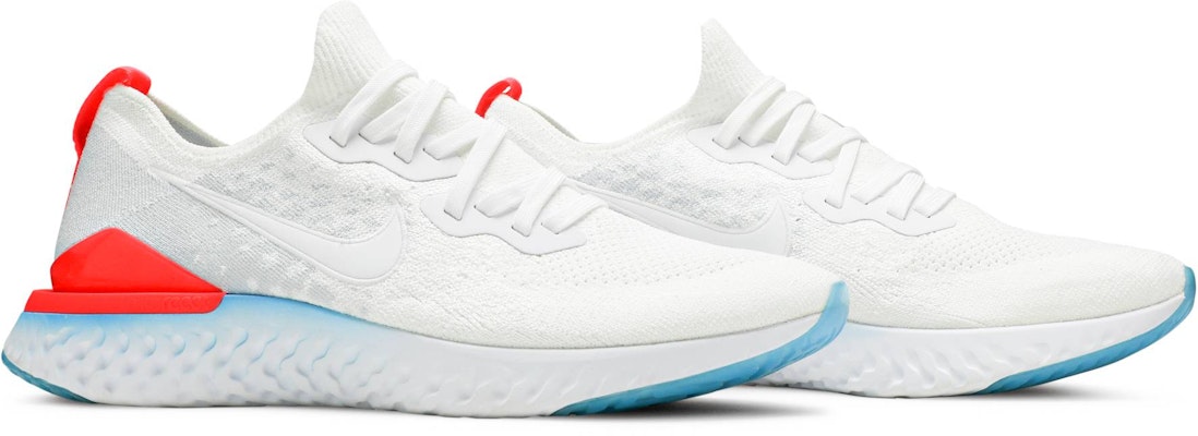 Nike Epic React Flyknit 2 運動 減震防滑 低幫 跑步鞋 男款 白藍紅 Cheap Nike Epic React Flyknit 2 運動 減震防滑 低幫 跑步鞋 男款 白藍紅