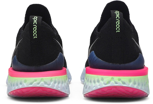 Nike Epic React Flyknit 2 Negro Zafiro Rosa Hipérbole BQ8928-003 Details for Nike Epic React Flyknit 2 Negro Zafiro Rosa Hipérbole BQ8928-003