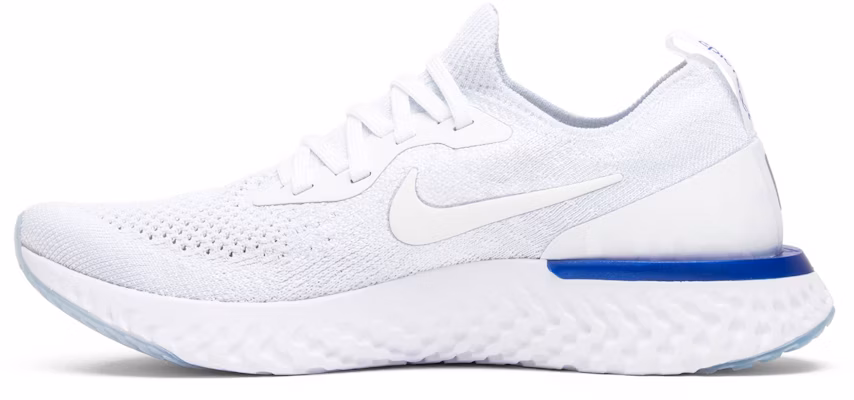 Women Nike Epic React Flyknit White Racer Blue AQ0070 100