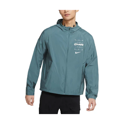 Nike Essential Wild Run Green Logo Printed Zipper Hoodie Jacket DA1167-387