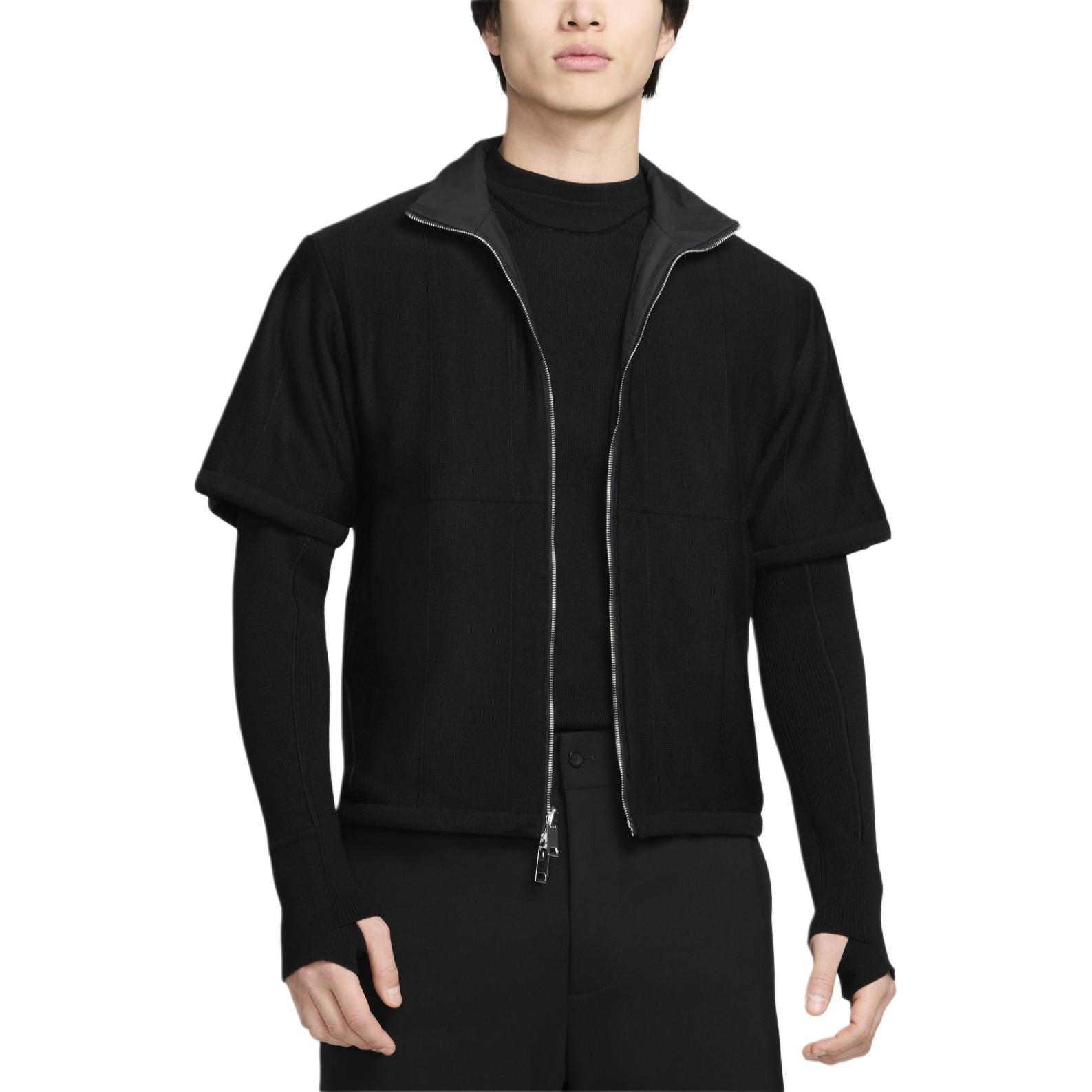 Nike Every Stitch Considered Solid Black Zip-Up Short Sleeve Jacket Unisex. FD6423-010