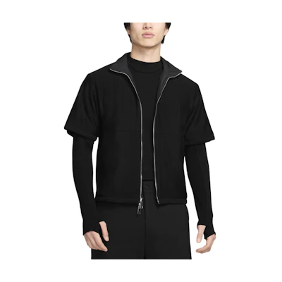 Nike Every Stitch Considered Solid Black Zip-Up Short Sleeve Jacket Unisex. FD6423-010