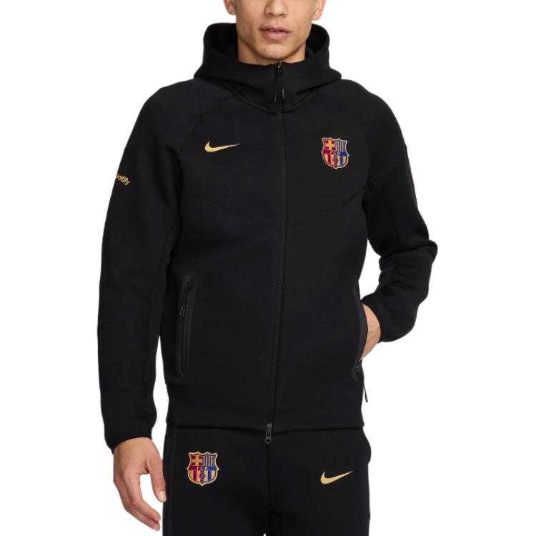 Nike F.C. Barcelona Tech Fleece Windrunner  Black Hoodie Jacket. HF7724-011