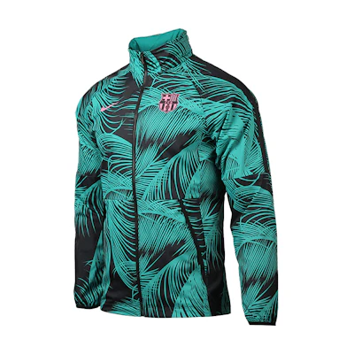 Nike FC Barcelona 20-21 Teal Green Soccer Jacket Hoodie CK8570-396