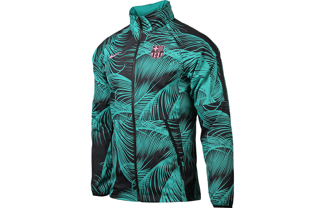 Nike FC Barcelona 20-21 Teal Green Soccer Jacket Hoodie CK8570-396 圖 2