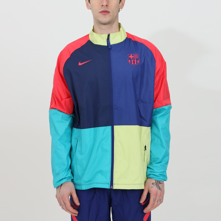 Nike FC Barcelona 20/21 Soccer Training Windbreaker Jacket Navy Men CI9529-457 圖 4
