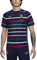 Nike FFF Academy Pro Home Logo Striped Graphic Soccer Jersey Black/Blue FJ2727-499 Nike FFF Academy Pro Home Logo Striped Graphic Soccer Jersey Black/Blue FJ2727-499