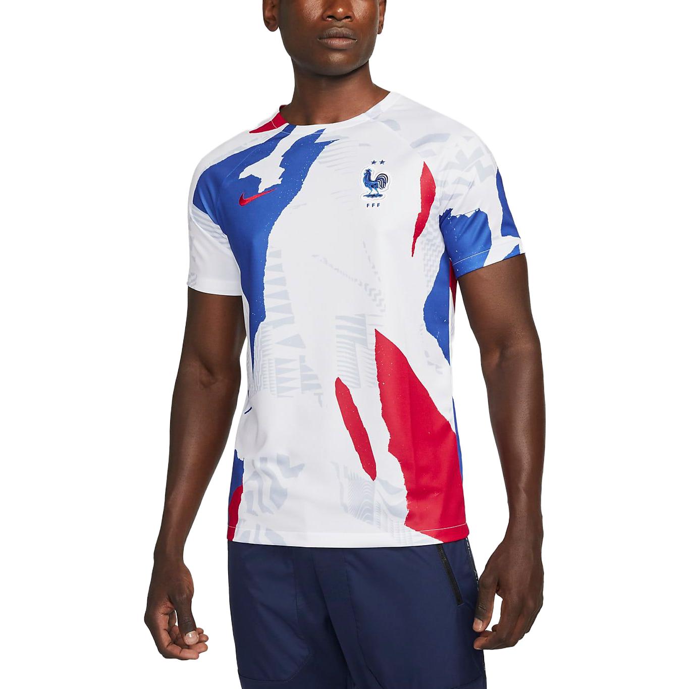 Nike FFF France World Cup Logo Graphic Soccer Training Tee White Mens DM9548-100