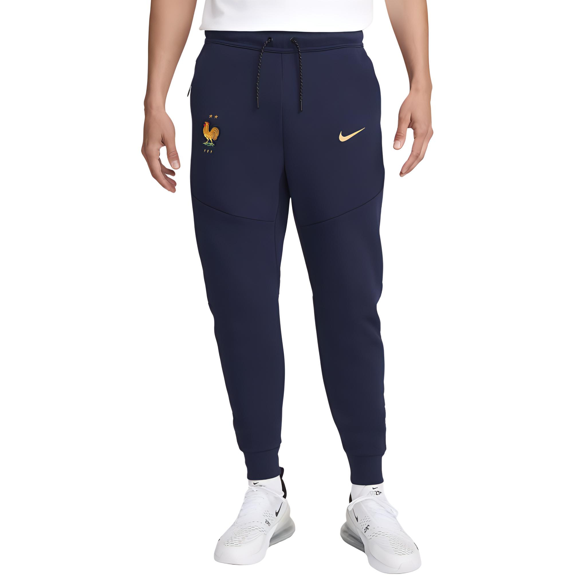 Nike FFF Tech Fleece  Black Blue Joggers with Logo and Embroidered Design. FJ8284-498