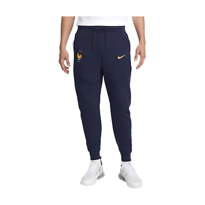 Nike FFF Tech Fleece Black Blue Joggers with Logo and Embroidered Design. FJ8284-498