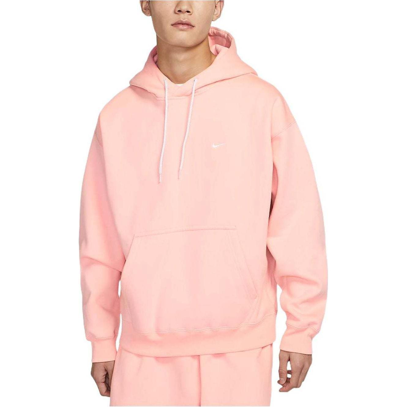 Nike Fleece Hoodie Pink with Solid Logo Print and Drawstring DA0316-697