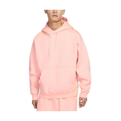 Nike Fleece Hoodie Pink with Solid Logo Print and Drawstring DA0316-697